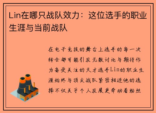 Lin在哪只战队效力：这位选手的职业生涯与当前战队